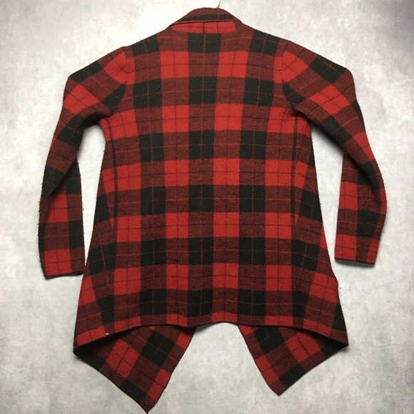 Lauren Ralph Lauren RL Womens Wool Wrap Coat Red Black Plaid - size Small‎ - Picture 5 of 16